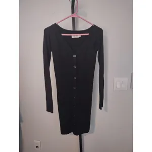 Line And Dot S Ribbed Wool/Rayon Sweater Dress long sleeve black Small thumbnail 3