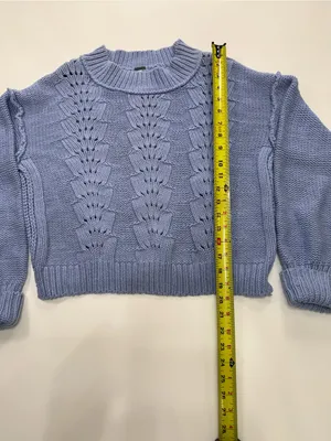 Free People Lavender Blue Cropped Crew Sweater thumbnail 3