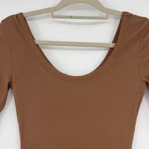 Signature 8 Mocha Ribbed Bodycon Maxi Dress Small Clean Girl Minimalist Neutral thumbnail 4