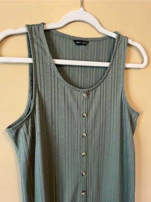 Splash Olive Green Ribbed Button-Front Dress thumbnail 2