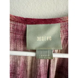 Maeve Anthropologie Womens Pink Plaid Rayon Tunic Top Boho Relaxed Large L thumbnail 4