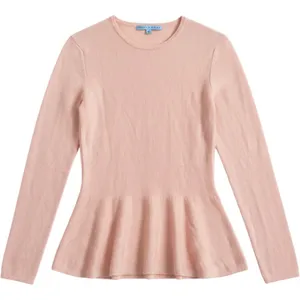 Antonio Melani Pink 100% Cashmere Peplum Crew Neck Sweater XS Long Sleeve thumbnail 1