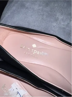 Kate Spade Black Leather Ballet Flats Silver Spade Detail thumbnail 10