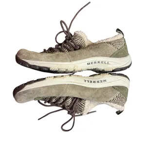 Merrell Shoes Womens‎ Size 8 Dark Olive Ivory Faux Fur Lined Hiking Winter Boots thumbnail 6