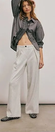 Free People Tyler Menswear Trousers - cream size small thumbnail 1