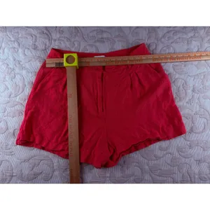 On 34th Women's Red Linen Blend Pleated High Rise Shorts Size 14 thumbnail 6