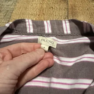 Pilcro Anthropologie Women's Pink Brown Stripe Long sleeve Popover Top Sz S thumbnail 6