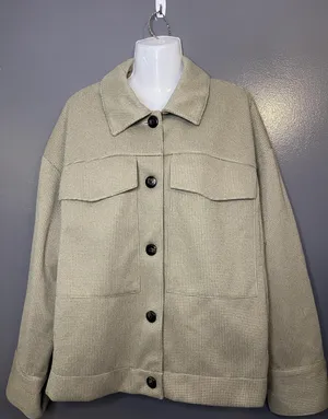 Maeve Anthropologie Jacket Womens Large Beige Tweed Button Front Lined Pockets thumbnail 1