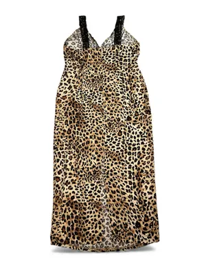 PrettyLittleThing Plus Leopard Satin Lace Cut Out Maxi Dress 18 NWT thumbnail 6