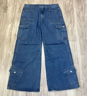 SHEIN Dark Blue Wide Leg Cargo Jeans thumbnail 1