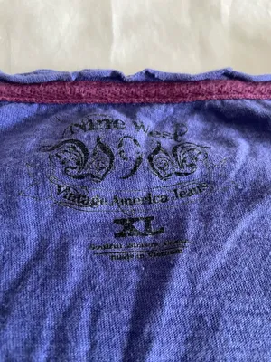 Vintage Nine West purple long sleeve top with dark purple floral embroidery on the chest, size XL #floral #embroidered #vintage thumbnail 2