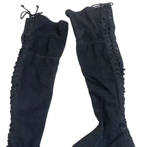 Charles by Charles David Black Faux Suede Lace Up Over The Knee Boots Size 7 thumbnail 2