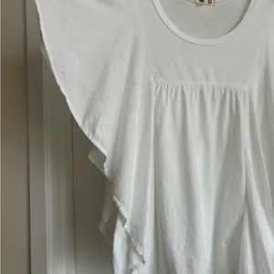 AMO White Flutter Sleeve Blouse 100% Cotton Made in USA Size XL Boho thumbnail 5