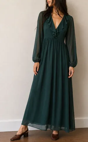 Wilfred Emerald Green Millie Dress Ruffle Chiffon Maxi Size 2 Fairycore thumbnail 1