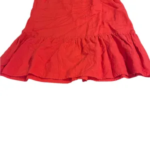 Loft Linen Blend Flounce Dress Women M Square Neck Above knee Coral Boho Fairy thumbnail 5