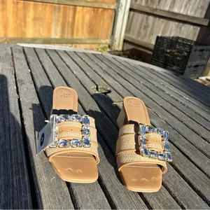 Nwt Size 6 Women's Kathleen Raffia Buckle Block Heels‎ - A New Day summer spring thumbnail 2