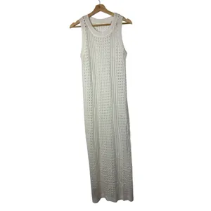 Boutique White‎ Crochet Maxi Swim Coverup M thumbnail 2