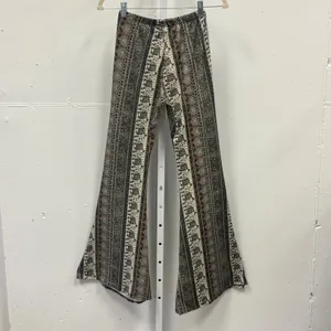 Windsor Elephant Paisley Print Flare Leg Boho Pants Brown Black Small EP7647 thumbnail 2