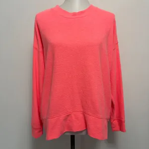 Aerie Sweatshirt Small Neon Coral Oversized Textured Terry Pullover Beach thumbnail 2