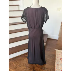 Vintage 90s Black Sheer & Pink Beaded Floral Maxi Slip Dress Whimsygoth Witchy thumbnail 4