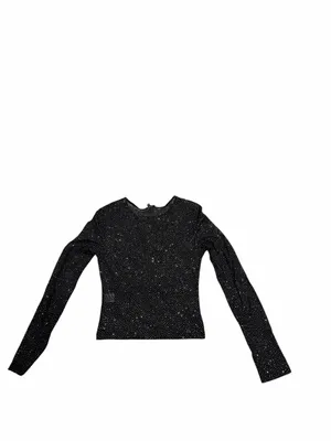 Love Tree Black Long-Sleeve Sparkle Crop Top thumbnail 5