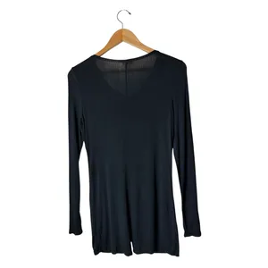 Free People Intimately Sleep In Romper Women Medium Black Henley Long Sleeve thumbnail 3