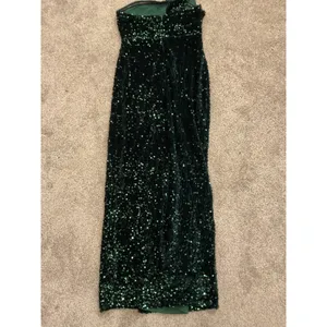 Double Crzy Emerald Green Sequin One-Shoulder Prom Formal Gown, sz S thumbnail 9