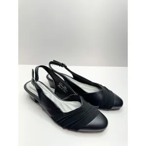 Easy Street Black Slingback Pumps Pleated Low‎ Block Heel Shoes 6.5 thumbnail 3