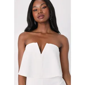 Lulus Power of Love White Strapless Romper Party Classy Elegant Engagement Sz S thumbnail 3