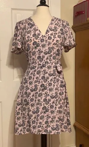 J. Crew Pink and Black Floral Midi Dress thumbnail 1