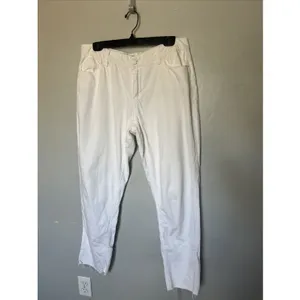 Denim White Cropped Jeans Frayed Hem Straight Leg Made in USA Size 10 thumbnail 2