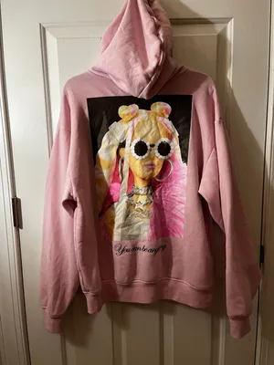 Barbie Pink Full Zip Hoodie Graphic Logo & Doll Face Women's Size XL thumbnail 6