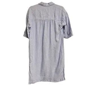 Tahari Shirt Dress Button‎ Front Tunic 100% Linen Flax Blue Lagenlook Size Small thumbnail 2