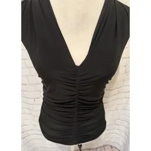 Fredericks of Hollywood Convertible black V-neck top with gathered ruching Large thumbnail 5