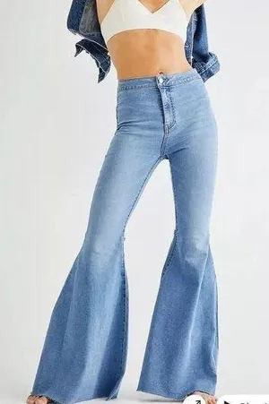 Free people just float on flare jeans stretch denim jeggings western bohemian thumbnail 1