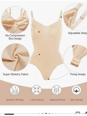 SHAPERX Tummy Control Shapewear Thong Bodysuit Seamless size small-medium thumbnail 4
