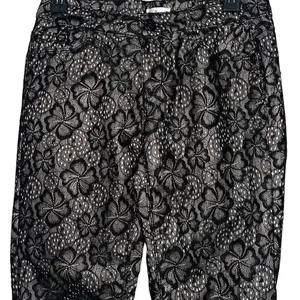 Xhilaration Black Floral Lace Overlay Slim Pants Nude Lining‎ Stretch Trousers 7 thumbnail 4