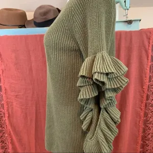 BP Olive Green Ruffle Cut Out Sleeve Sweater M thumbnail 4
