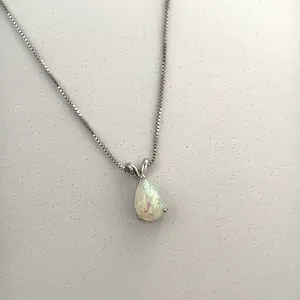 Opal Teardrop Shape Pendant Necklace for Women thumbnail 2