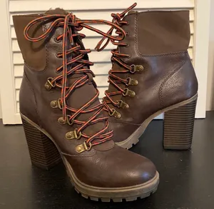 Unionbay Lace Up Call Faux Leather Platform Boots thumbnail 1