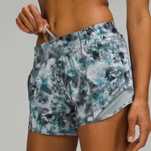 Lululemon Hotty Hot‎ Low-Rise Lined Short 4” Kaleidofloral Blue Cast Size 4 Tall thumbnail 1