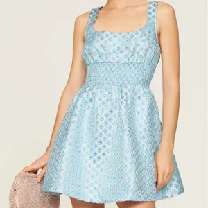 Tuckernuck Hill House Cher Dress Snowflake Brocade Mini Blue Large thumbnail 1