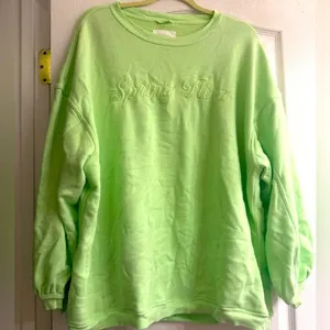 Aerie Crew Spring Fling Pleated Oversized Sleeve Real Fleece Sweatshirt - size L thumbnail 1