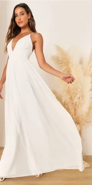 LULU's Bridal Engagement Wedding Chiffon Elegant Sexy Flowy Romantic Gown thumbnail 1