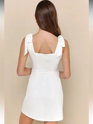 Lulus Your Sweetie White Tie-Strap Mini Dress Size Large thumbnail 2