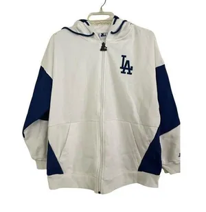 Los Angeles Dodgers Starter Women's Scrimmage Full-Zip Hoodie - White thumbnail 1