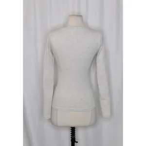 J. CREW Vintage Rib Long Sleeve T-Shirt Embellished Heathered Dove XXS XX-Small thumbnail 7