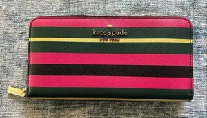 Kate Spade New York Staci 2021 Holiday Multi Striped Large Zip Wallet thumbnail 1