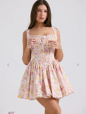 NWT HOUSE OF CB NATASSIA - Pink Meadow Cotton Mini Dress Size XS Longer length thumbnail 6