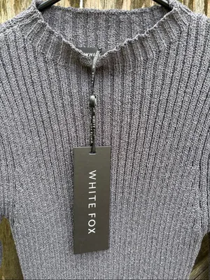 NWT White Fox Get On Down Ribbed Knit Dress Charcoal Size Medium thumbnail 3